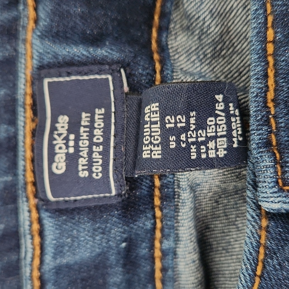 GAP Kids Boys Straight Fit Denim, Size 12 Reg/26" Waist, Dark Rinse - Picture 10 of 17